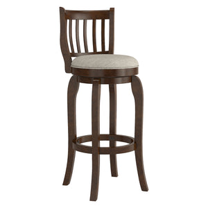 Homelegance By Top-Line Redford Linen High Back Swivel Bar Stool Brown Rubberwood
