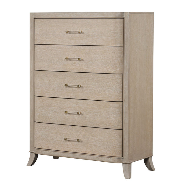 English Elm Transitional Oak Veneer Chest Dovetail Drawers Acrylic Hardware Felt Lined Bedroom B2741P370417