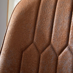 English Elm Table Set: 31.5" Dark Wood Grain Round Dining Table & 4 Brown Tech-Fabric Chairs For Small Spaces W1151S02482-GIGA