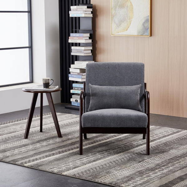 English Elm Mid-Century Accent Chair & Walnut Coffee Table Set - Vintage Elegance For Living Room & Bedroom Use W2989P362782
