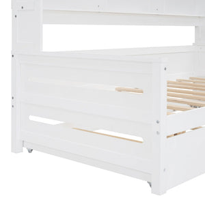 English Elm Twin Size Daybed With Trundle & Integrated Storage Shelf - Modern White Design For Kids & Teens N820S00026K-GIGA
