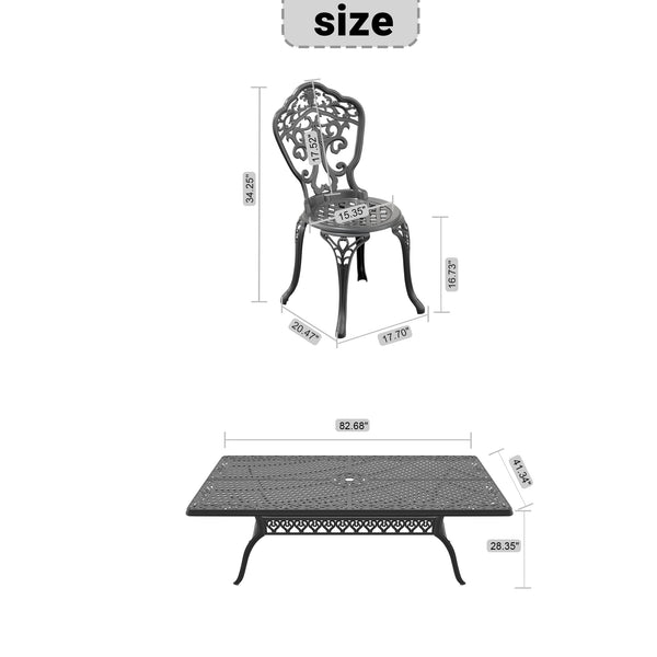 English Elm 7-Piece All-Weather Cast Aluminum Dining Set – Durable, Stylish, And Perfect For Outdoor Gatherings! W1710S00249