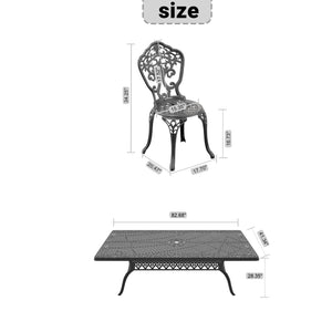 English Elm 9-Piece All-Weather Cast Aluminum Dining Set - Stylish Black Frame For 8 Guests, Perfect For Outdoor Fun! W1710S00250