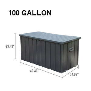 English Elm 100 Gallon Outdoor Storage Deck Box with Wheels & Lockable Double-Layer Lid, Waterproof Patio Bin W1859P197912