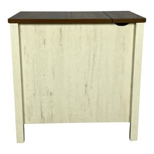 English Elm Farmhouse Nightstand with Charging Station and Barn Door Drawer — USB-C, AC Outlets, Compact Storage Brown+White W1412P230407