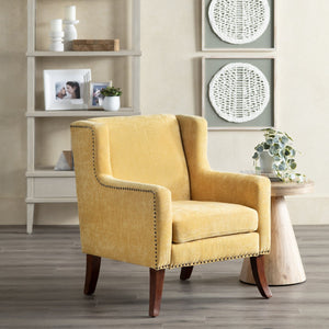 Crestview Collection Modern Indigo Accent Chair - Stylish Comfort For Your Living Room With Sturdy Legs And Plush Cushion Yellow Polyester Evfzr4351mst