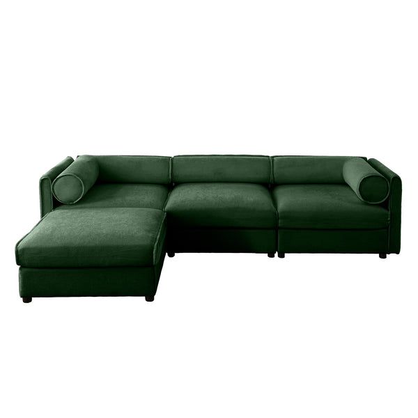English Elm Elegant Green Chenille Sectional Sofa With Hidden Storage, Ergonomic Comfort, And Stylish Design W714S01061