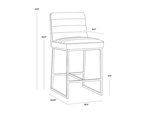 Sunpan SPYROS Counter Stool - Tobacco Tan Faux Leather, Modern Design with Steel Frame for Stylish Comfort 107763V
