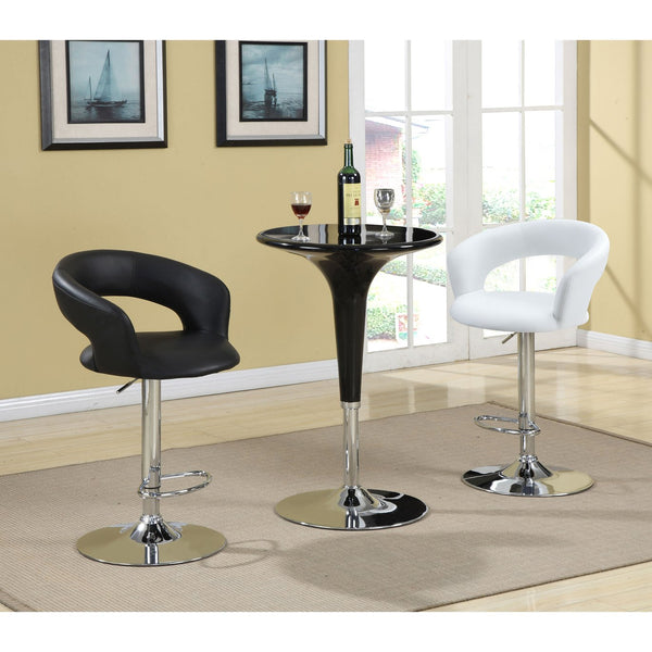 English Elm Porch White Faux Leather Adjustable Bar Stool with Chrome Base, Footrest & Durable Steel Frame B062P333417