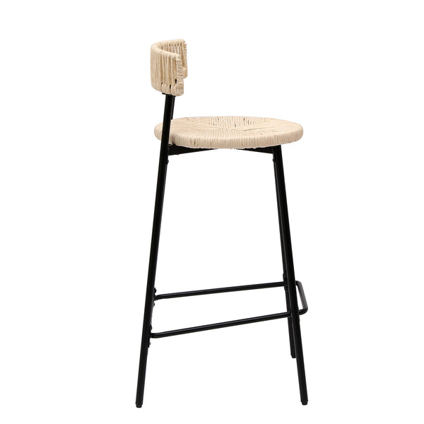 English Elm Counter Stools Set Of 2 - Chic Handwoven Paper Rope Bar Stools For Modern Boho Kitchen & Dining Spaces W1757P271584