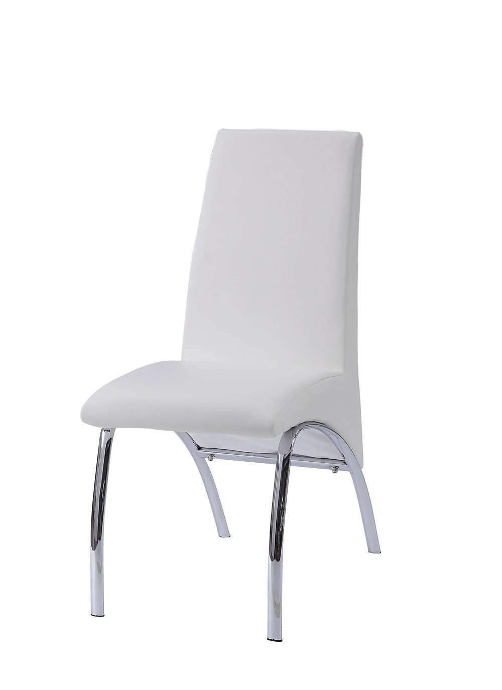 English Elm Pervis White PU Leather Side Chair Set of 2 — Chrome Curved Legs, Padded High Back, Modern Dining Elegance B2726P338124