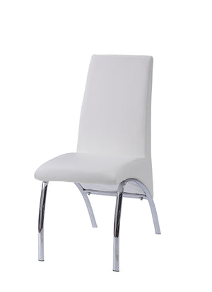 English Elm Pervis White PU Leather Side Chair Set of 2 — Chrome Curved Legs, Padded High Back, Modern Dining Elegance B2726P338124