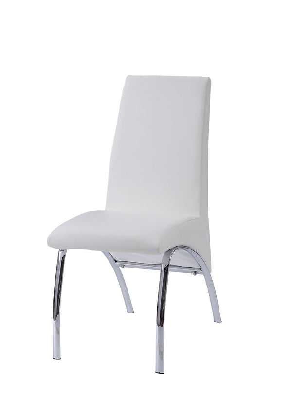 English Elm Pervis White PU Leather Side Chair Set of 2 — Chrome Curved Legs, Padded High Back, Modern Dining Elegance B2726P338124
