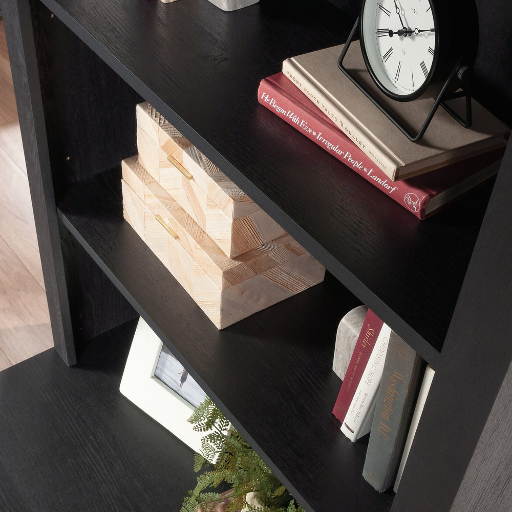 English Elm Library Hutch - Stylish Black Storage Solution With Adjustable Shelves For Home Office & Living Spaces B356P402751