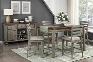 English Elm Traditional Counter Height Dining Table Acacia Veneer 4 Drawer Arts Crafts Kitchen Cherry,Gray B011P482238