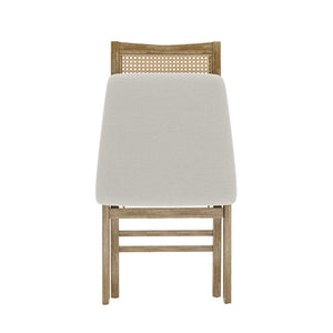English Elm Scandinavian Solid Wood Dining Chairs with Woven Rattan Back Cushioned Seat Set of 2 W395P317025