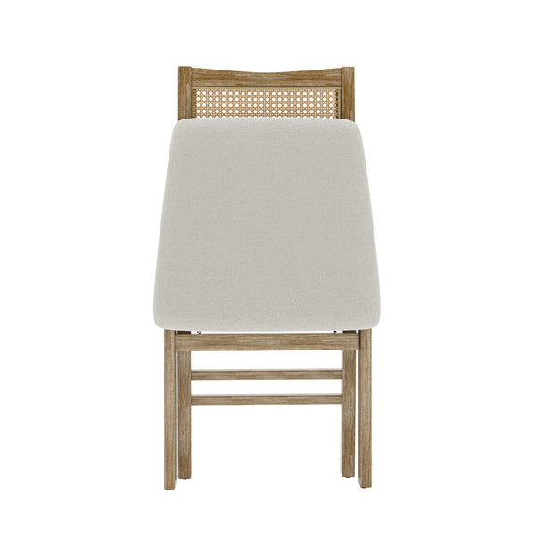 English Elm Scandinavian Solid Wood Dining Chairs with Woven Rattan Back Cushioned Seat Set of 2 W395P317025