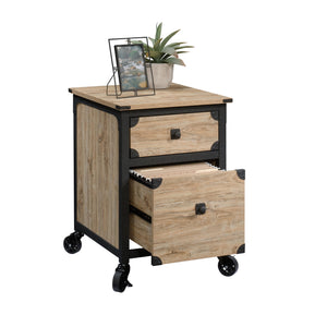 English Elm File Pedestal Rolling Cabinet Dark Oak Finish Metal Frame Home Office Storage B356P354489