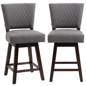 English Elm Homcom Swivel Counter Stools Set of 2 Quilted Seat Rubberwood Legs Kitchen Pub W2225P217130