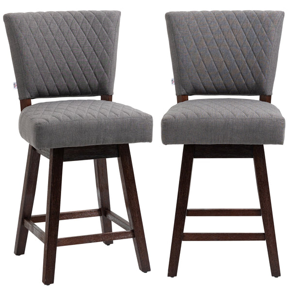 English Elm Homcom Swivel Counter Stools Set of 2 Quilted Seat Rubberwood Legs Kitchen Pub W2225P217130