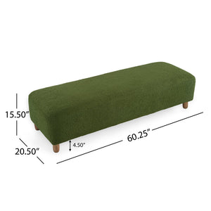 English Elm Comfortable Forest Green Upholstered Ottoman Bench for Living Room or Bedroom Seating N769P186934F