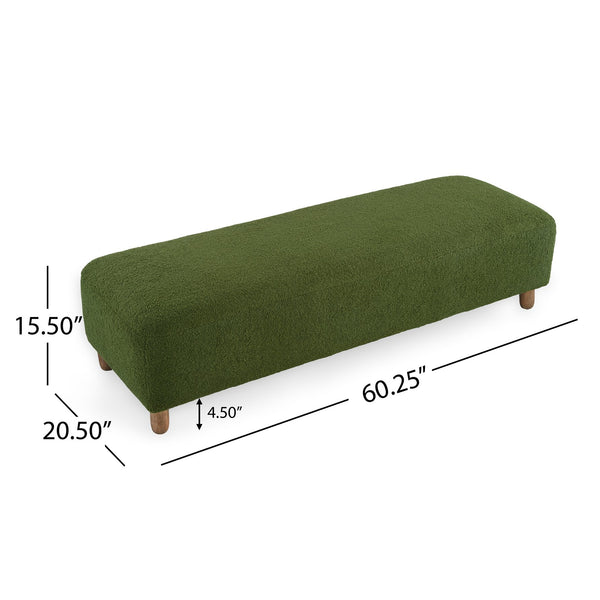 English Elm Comfortable Forest Green Upholstered Ottoman Bench for Living Room or Bedroom Seating N769P186934F