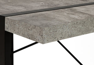 English Elm Computer Desk - Contemporary Grey Laminate Workstation With Sturdy Black Metal Frame, Minimalist Style B2710P219883