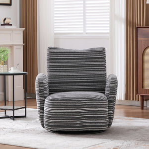 English Elm Modern Boucle 360° Swivel Leisure Chair with High‑Resilience Sponge, Supportive Curve, 550lb Capacity Dark Gray W395P355513
