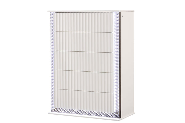 English Elm Fabio Contemporary 5-Drawer Chest with Diamond Side Accents, LED Lighting & Velvet-Lined Top Drawer B009P309321