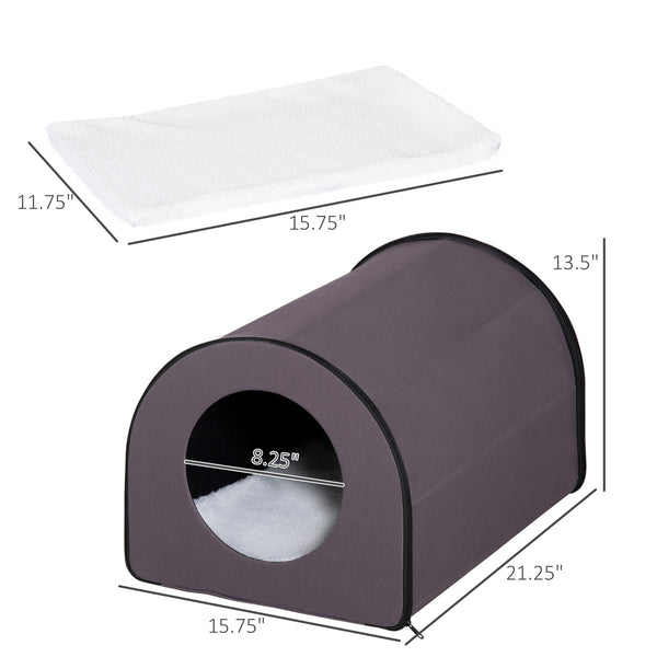 English Elm Pawhut Insulated Dome Cat Shelter Heated Fleece Bed Waterproof Winter Pet House W2225P249718