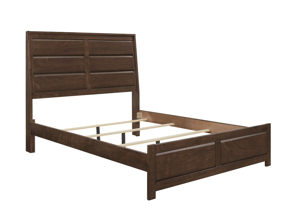 English Elm Espresso Contemporary Queen Panel Bed With Beveled Frame - Elegant Bedroom Furniture For Modern Homes B011S01513