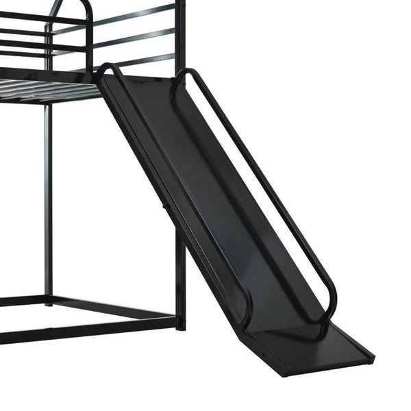 English Elm Twin Metal Tube Bunk Bed Frame for Kids Durable Sturdy Construction Safe Space-Saving Design Black W420P256561