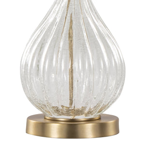 English Elm Jenny Crackle Glass Table Lamp Set with Gold Hardware and Linen Shade for Bedrooms B202P224037