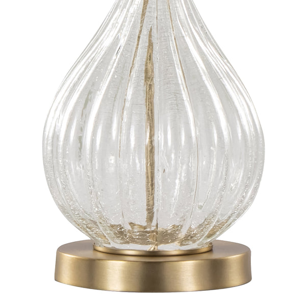 English Elm Jenny Crackle Glass Table Lamp Set with Gold Hardware and Linen Shade for Bedrooms B202P224037