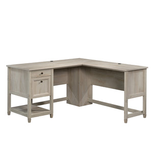English Elm L-Shaped Desk In Gray Finish - Modern Space-Saving Workstation With Storage & Cable Management B356P402636