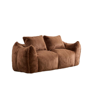 English Elm Giant Ultra Soft Fluffy Loveseat Bean Bag Sofa for Adults, Oversized Shredded Foam Couch with Pillows Brown W3723P353895