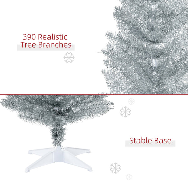 English Elm Homcom 6' Slim Silver Pencil Christmas Tree With 390 Realistic Branch Tips - Perfect For Small Spaces! W2225P229802