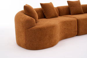 English Elm Compression Compression Sponge Sofa Curved Modular Sectional with 30D High-Density Chenille Sleeper for Cozy Apartment Living Room Comfort and Safe Rounded Design Orange W2231S00015