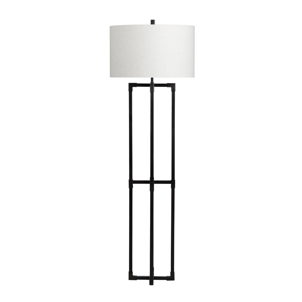 Crestview Collection 61.5"H Industrial Metal Floor Lamp With Off-white Shade, Rustic Iron Finish, Versatile Lighting Options   Cvazer164