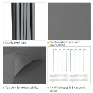 English Elm Outsunny 10' X 10' Instant Canopy Tent With Adjustable Height, Top Vents & Wheeled Carry Bag For Outdoor Fun W2225P200944-GIGA