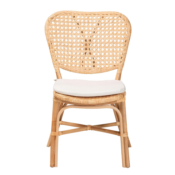 English Elm Modern Woven Rattan Dining Chair with Sculptural Back for Bohemian Coastal Spaces B2750P470034