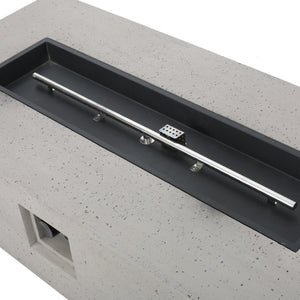English Elm 50000 Btu Rectangular Mgo Concrete Propane Fire Table for Outdoor Patio Gatherings 59242.00WHI-50K