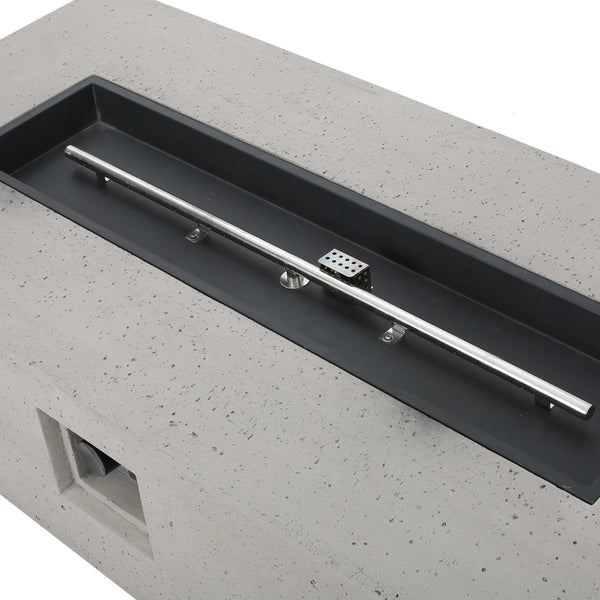English Elm 50000 Btu Rectangular Mgo Concrete Propane Fire Table for Outdoor Patio Gatherings 59242.00WHI-50K