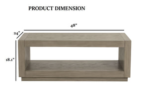 English Elm 3pc Modern Living Room Table Set with Open Bottom Shelf and Plinth Base in Medium Finish, Stylish centerpiece for seating areas Natural 48 L x 28 W x 12 H B2741S00654