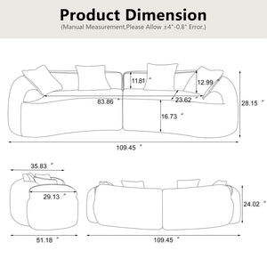 English Elm Yellow Curved Compressed Sofa - Nordic Design, Soft Upholstery, Versatile Comfort For Any Space W3612S00011-GIGA