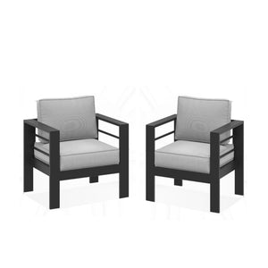 English Elm All-weather 5-piece Outdoor Conversation Set with Iron Frame and Olefin Cushions Light Gray B082S00109