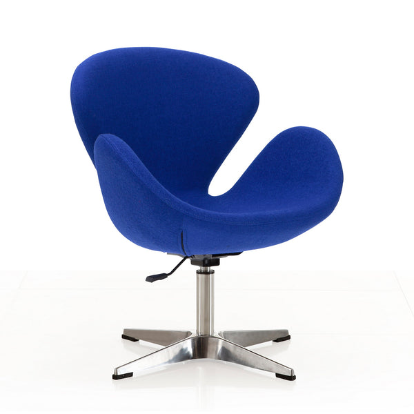English Elm Raspberry Upholstered Swivel Lounge Chair with Adjustable Height, Polished Chrome Base & Plush Seat Blue B365P397963