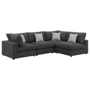English Elm Rhette Charcoal 4-Piece Sectional Sofa With Reversible Cushions & Jacquard Accent Pillows B062S00994-GIGA