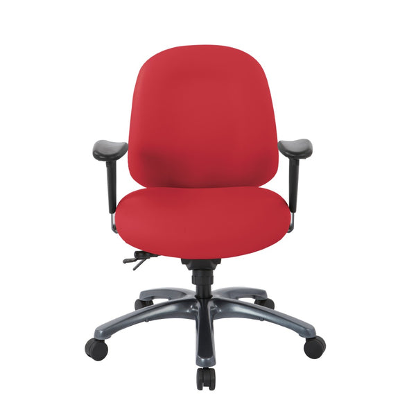 OSP Home Furnishings Multi-function Ergonomic High Back Office Chair with Lumbar Support and Titanium Base Mid Lipstick 8512-R100