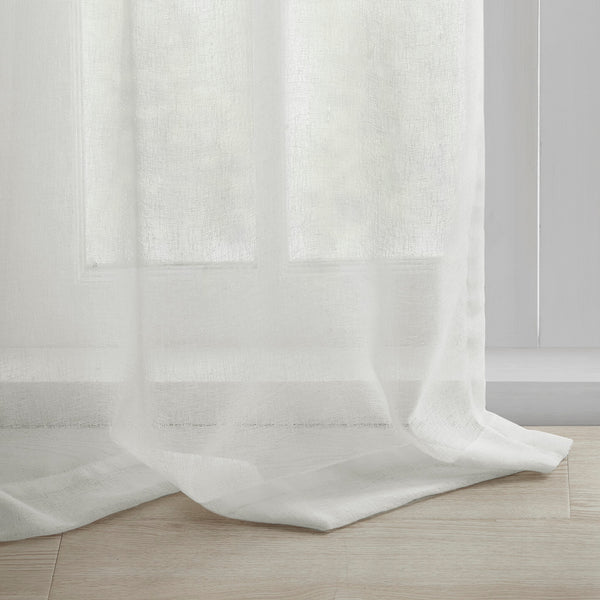 JLA Home Madison Park - Floral Rosette Tab-Top Curtain Panel — Semi-Sheer Faux Linen, Removable Pins for Cottage Charm 95 L x 50 W x 0.13H MP40-5646
